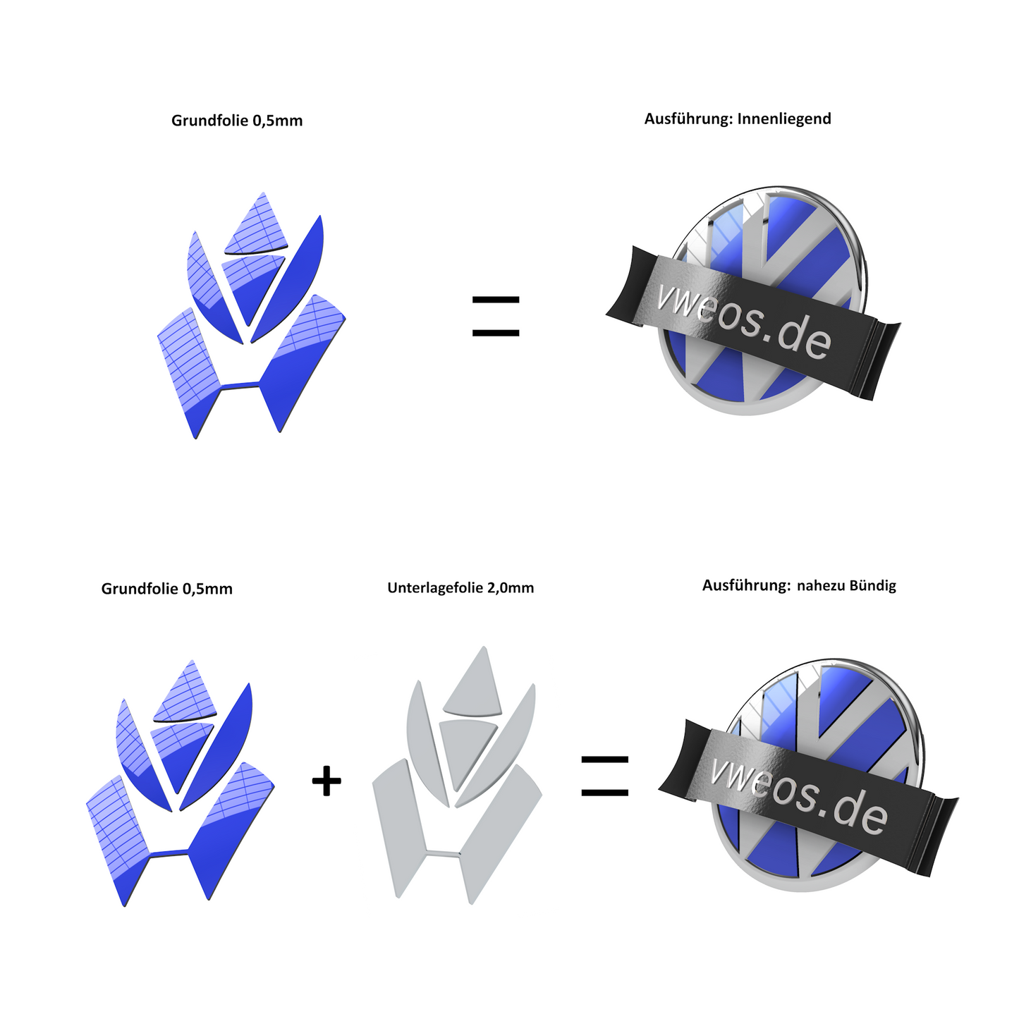 VW Heck-Emblem-Blende für Heckklappenschloss – in Originalfarbtönen (Teilenummer: 3C5827469F)